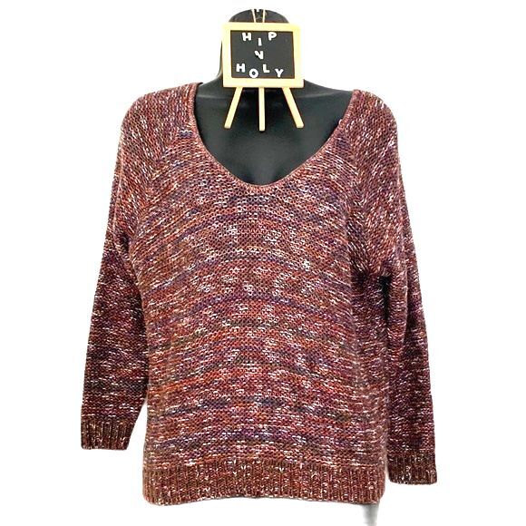 14th & Union Confetti Open Back Sweater Mauve Size XSMALL Petite - Picture 2 of 10